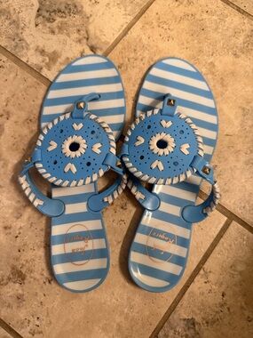 Jack Rogers Blue & White Striped Sandal - Decorative Cutout
